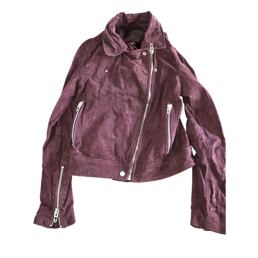 Blank NYC Genuine Leather Moto Jacket Size M Bordeaux Maroon EUC Clean - Picture 2 of 15
